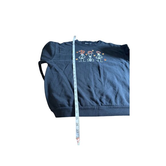 VTG Halloween "Boo" Skeleton Black Sweatshirt By Endless Designs Sun Faded Sz L - Picture 4 of 5